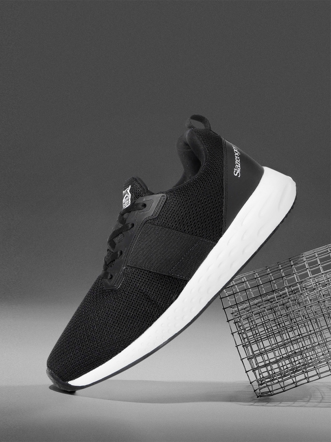 

Slazenger Men Black Woven Design Running Shoes