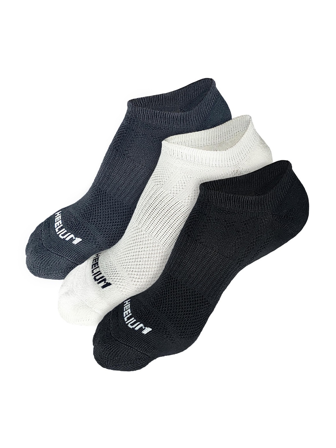 Heelium Men Pack of 3 Odour-Free Padded Base Anti-bacterial Bamboo Ankle Length Socks, Black