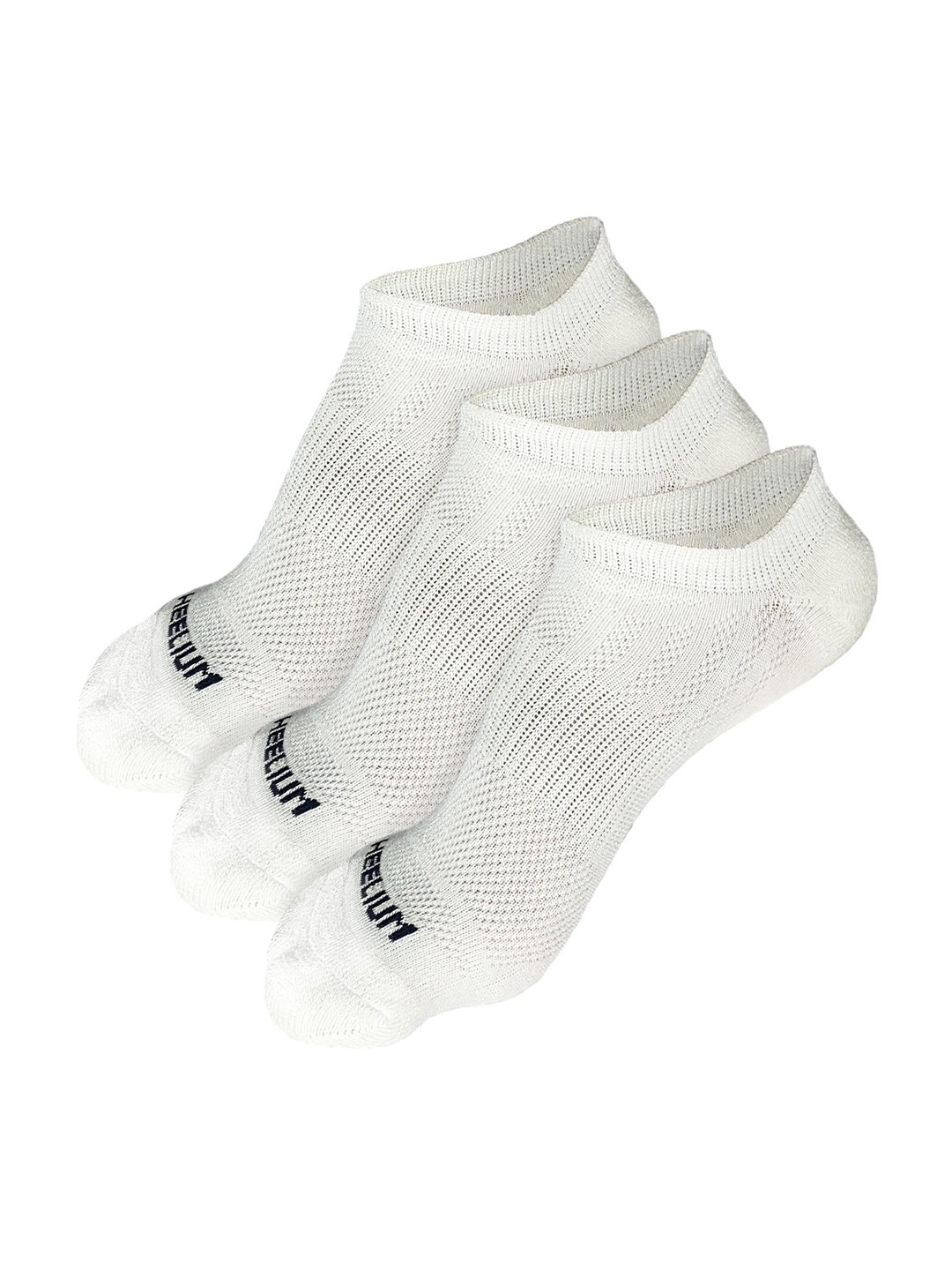 

Heelium Men Pack of 3 Odour-Free Padded Base Anti-bacterial Bamboo Ankle Length Socks, White