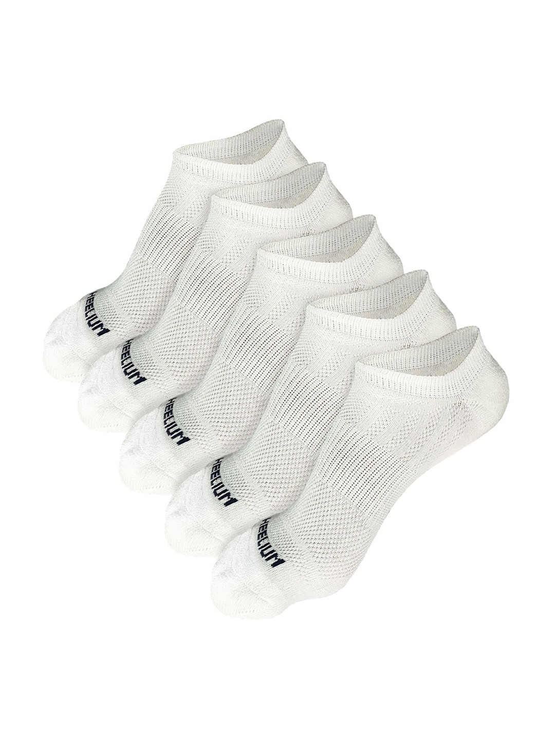 Heelium Men Pack of 5 Odour-Free Padded Base Anti-bacterial Bamboo Ankle Length Socks, White