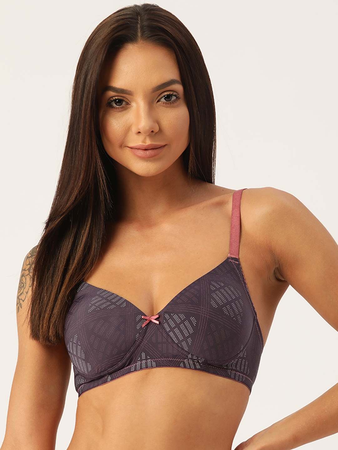 

Leading Lady Women Purple & White Abstract Lightly Padded Bra 4007