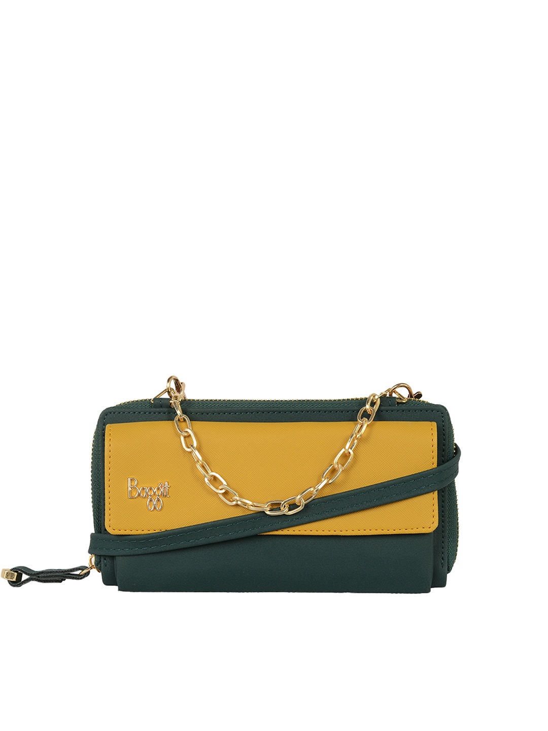

Baggit Women Green & Yellow Colourblocked Zip Around Wallet
