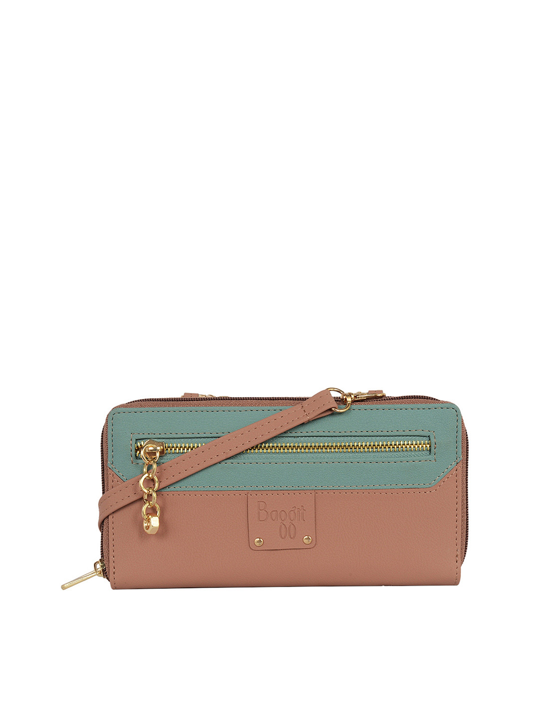 

Baggit Women Pink & Sea Green Colorblocked Zip Around Wallet