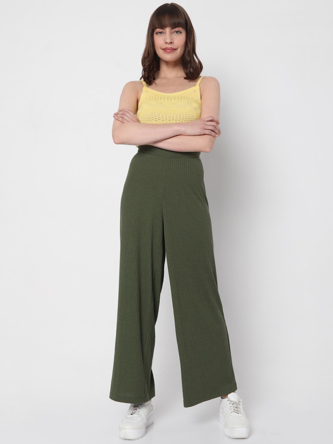 

Vero Moda Women Green Loose Fit High-Rise Trousers
