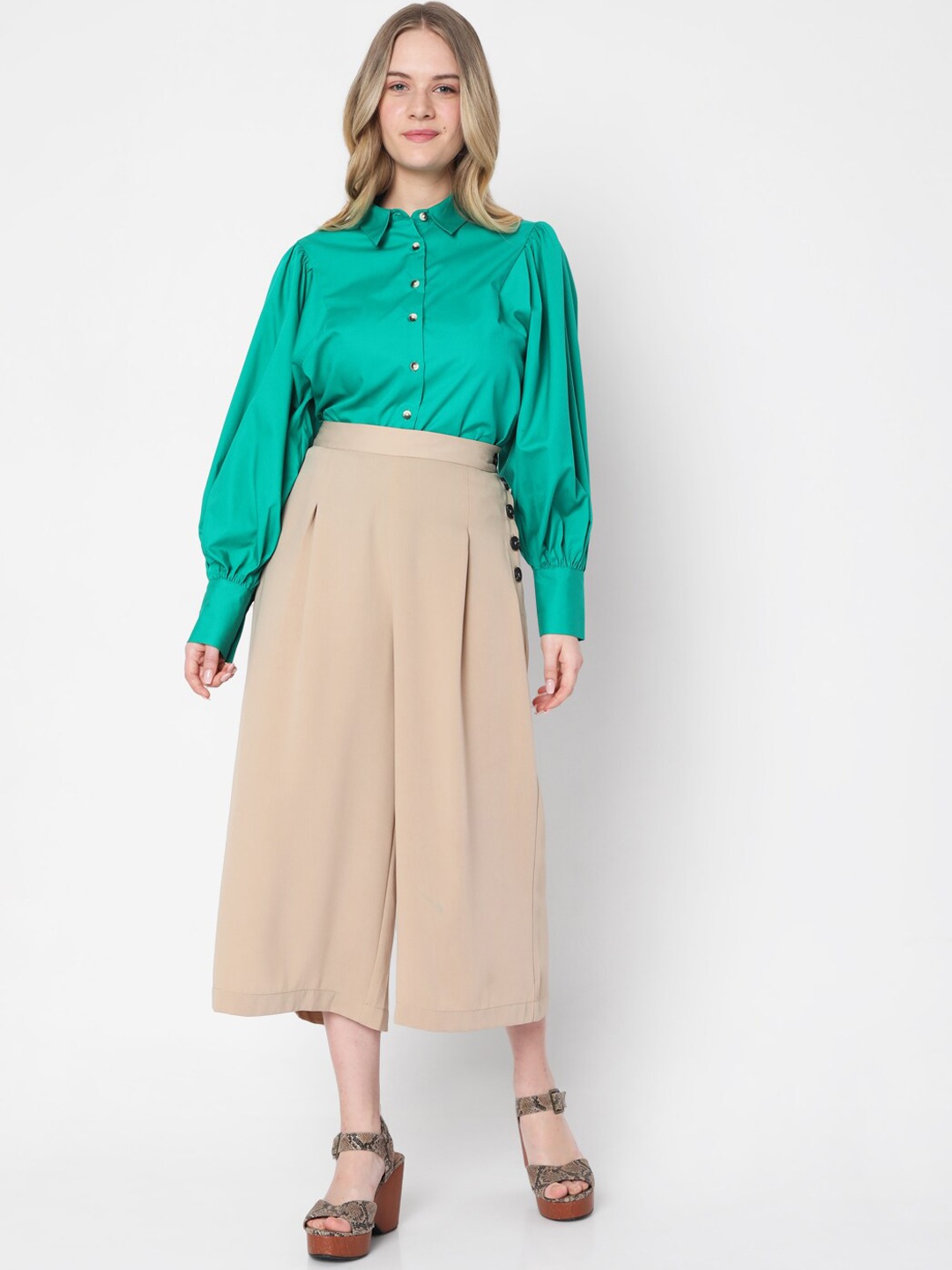 

Vero Moda Women Beige Loose Fit High-Rise Culottes
