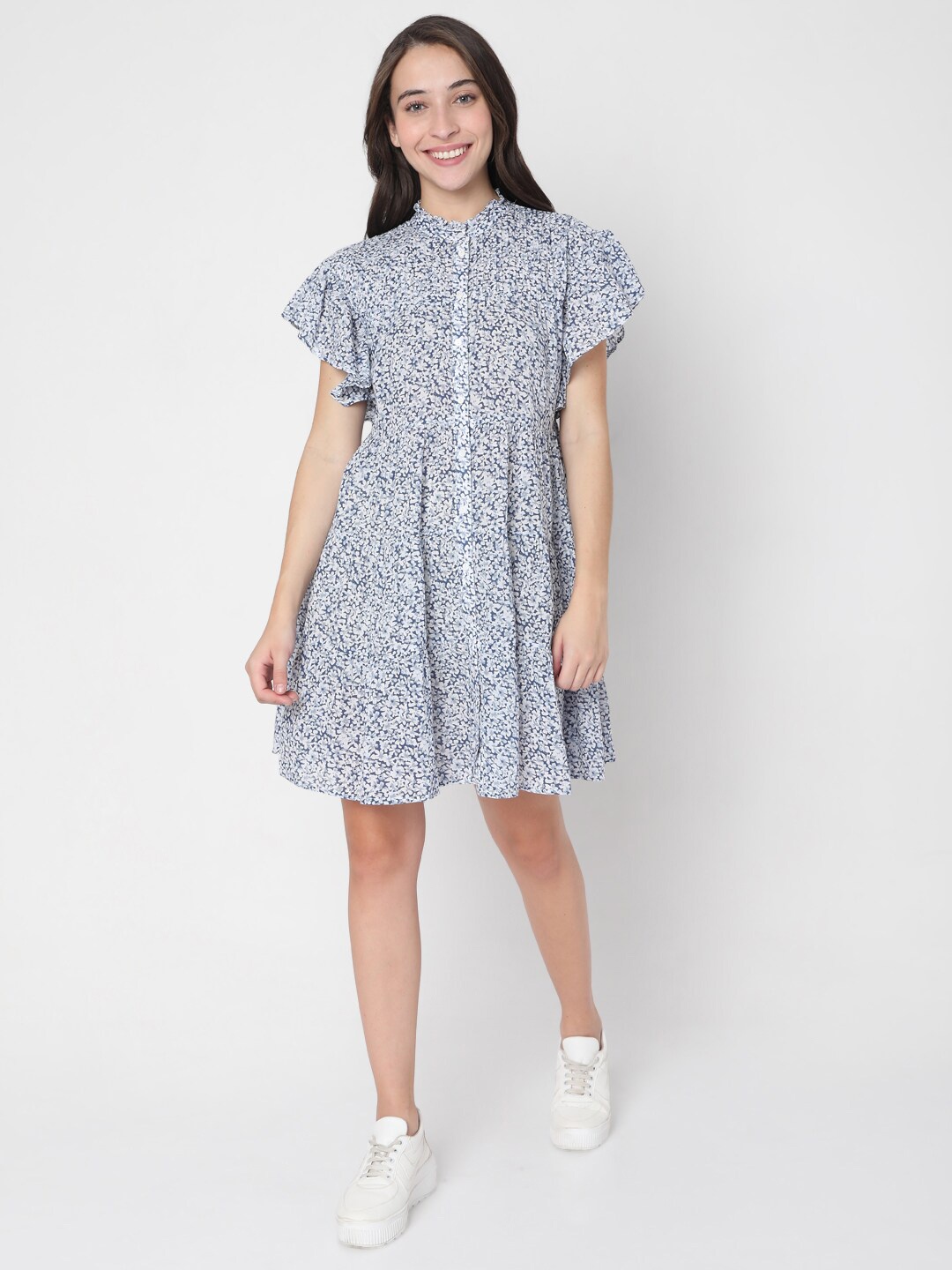 

Vero Moda Blue & White Cotton Floral Shirt Dress