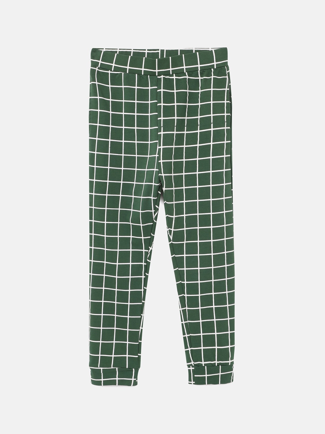 

UrGear Kids Green Checked Pure Cotton Track Pant