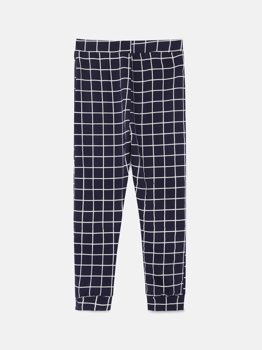 

UrGear Kids Navy & White Checked Pure Cotton Joggers, Navy blue