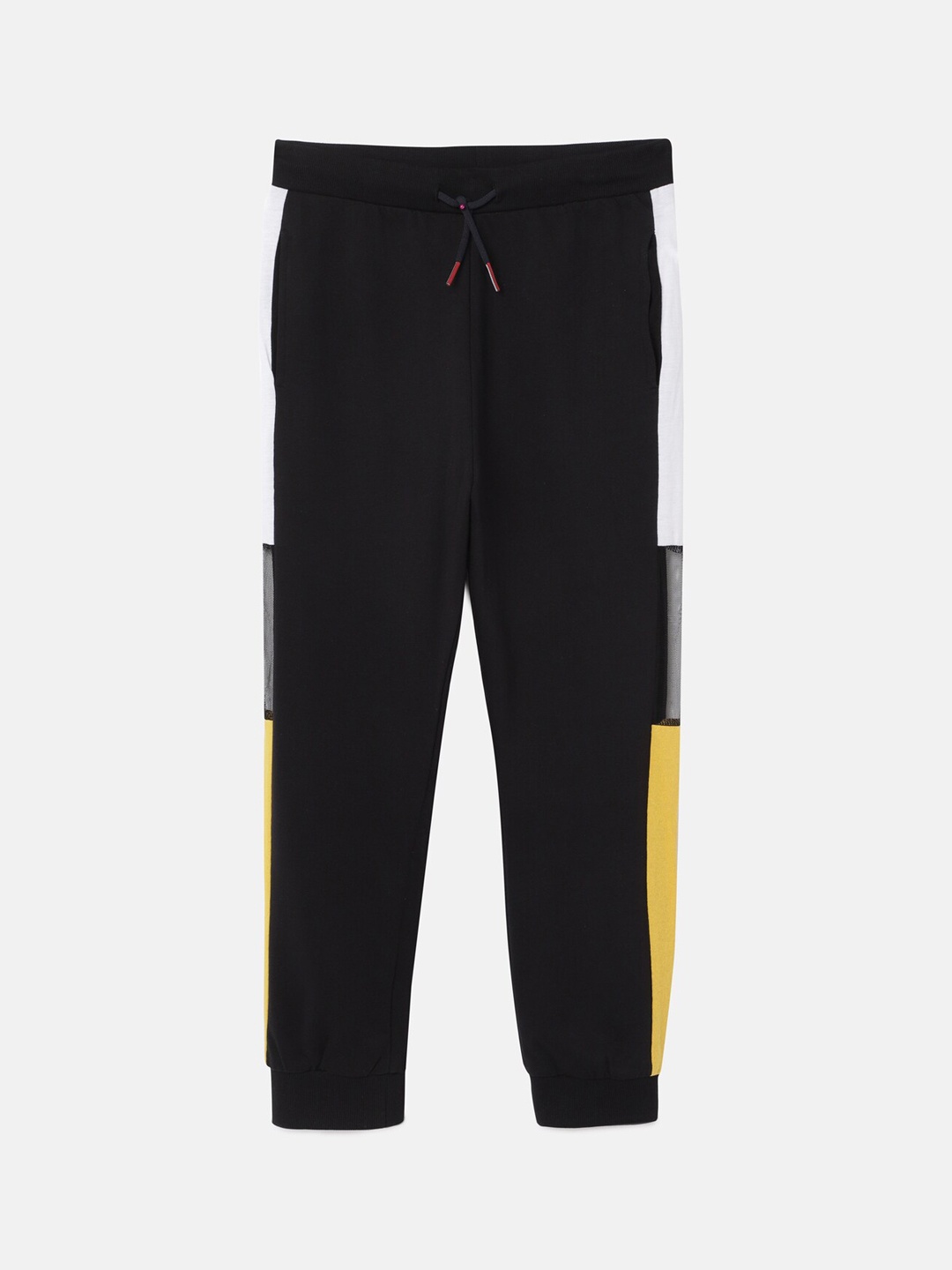 

UrGear Kids Black & Yellow Colourblocked Pure Cotton Joggers