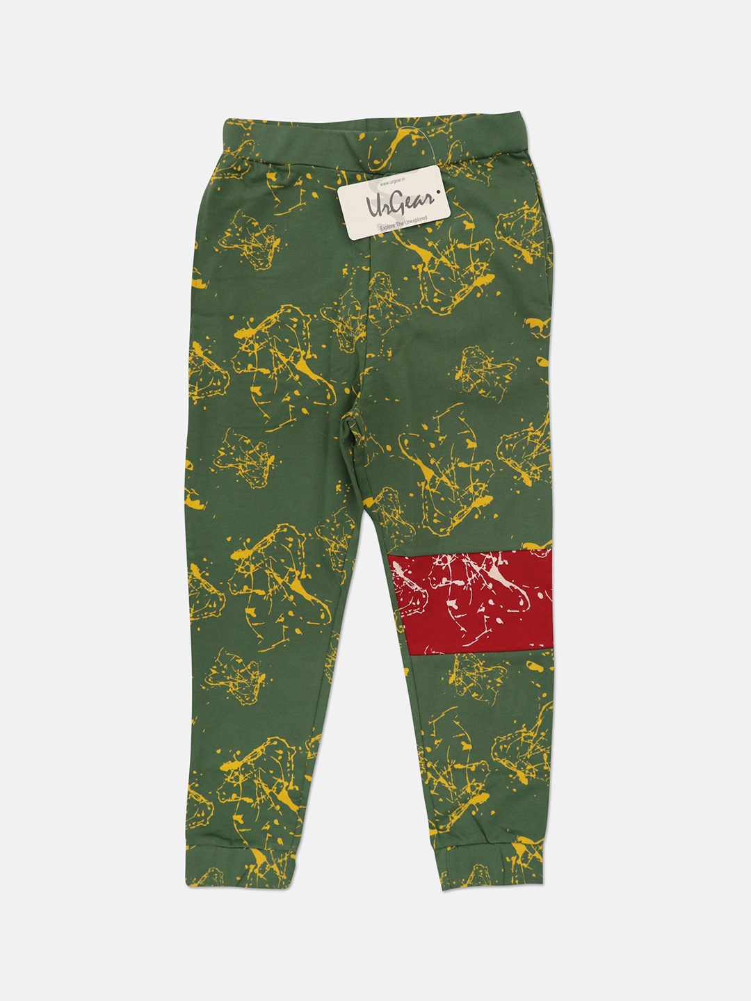 

UrGear Unisex Kids Green & Yellow Graphic Printed Track Pants