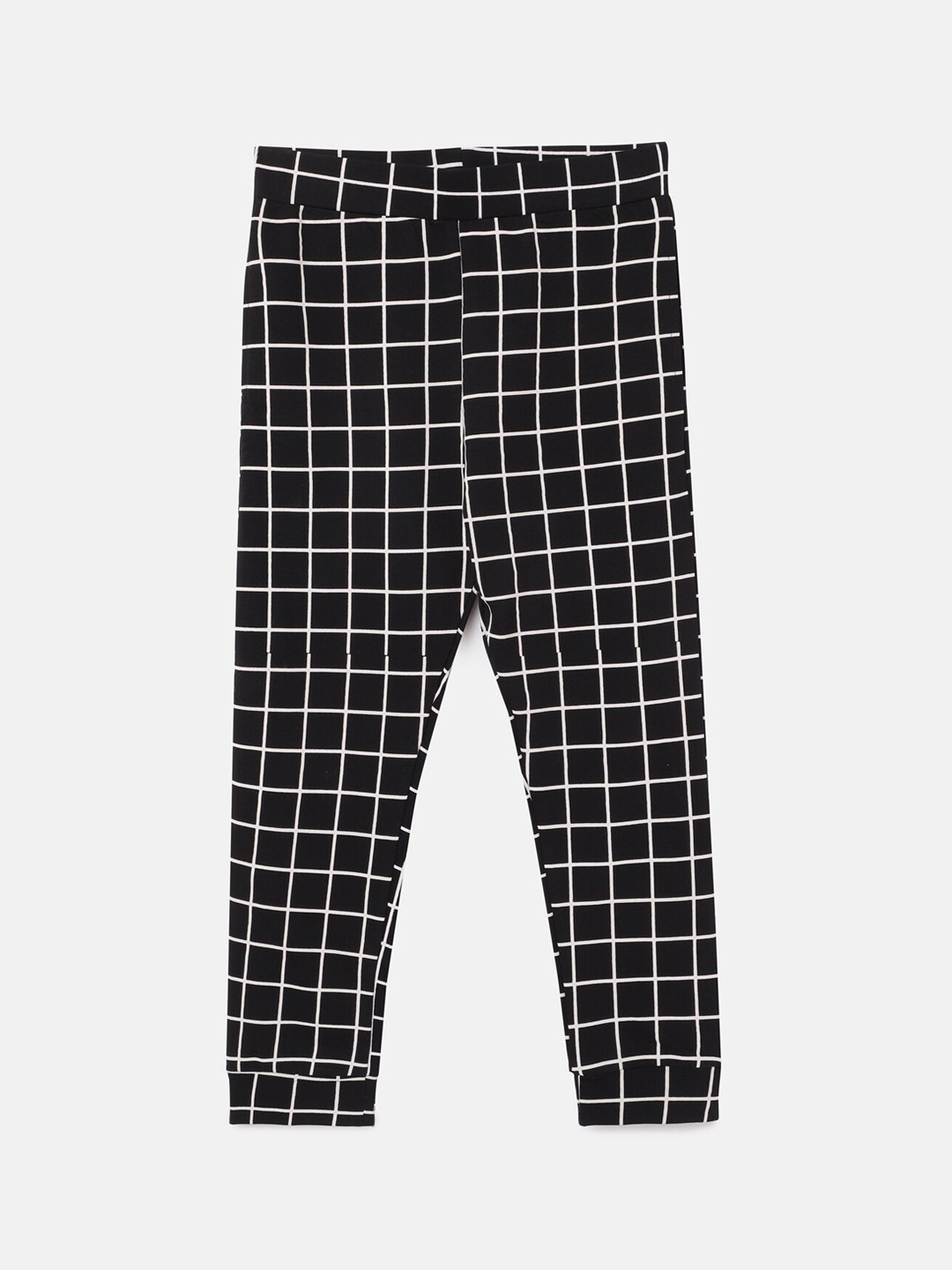 

UrGear Kids Black & White Checked Pure Cotton Joggers