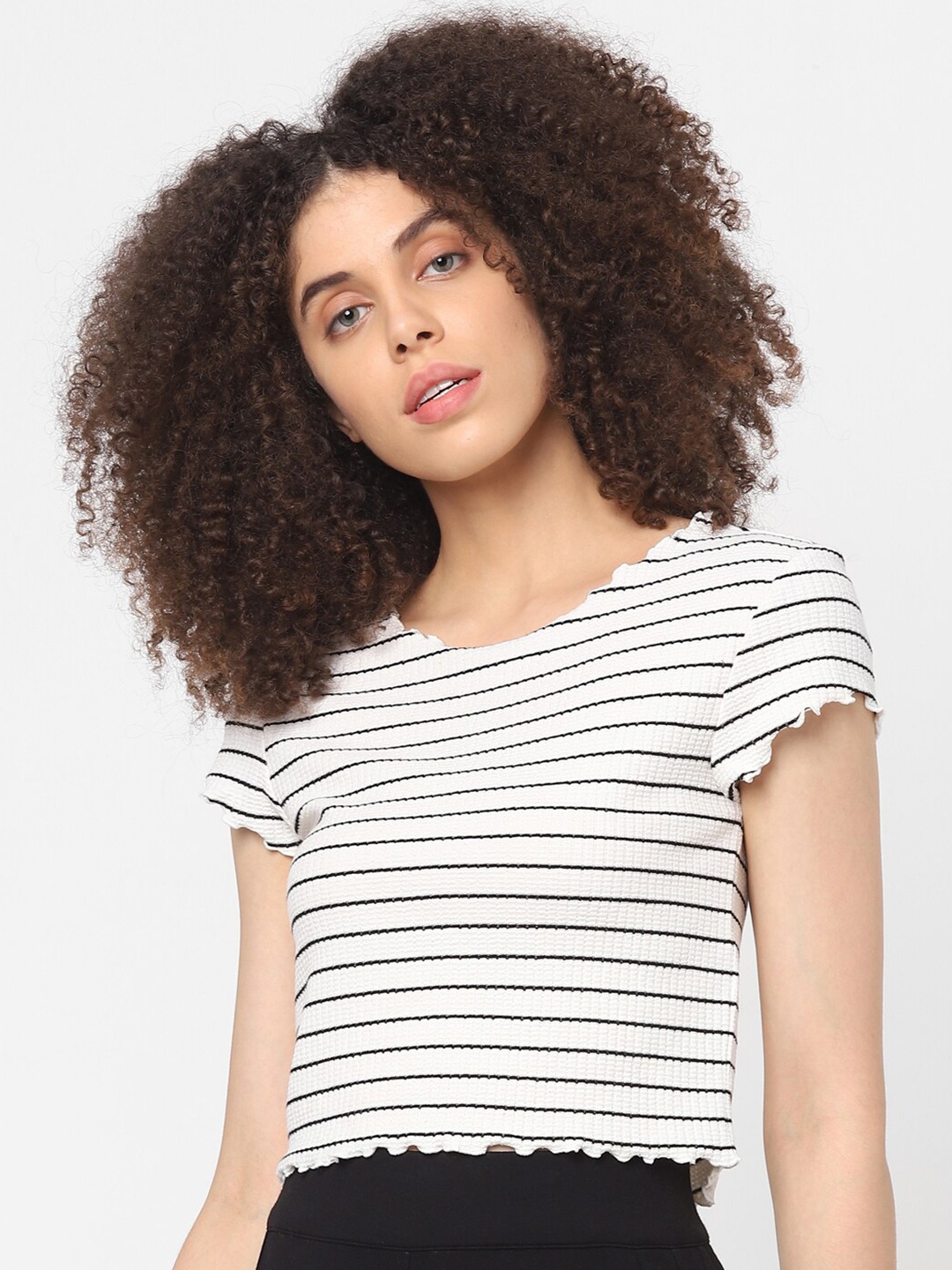 

ONLY White Striped Crop Top