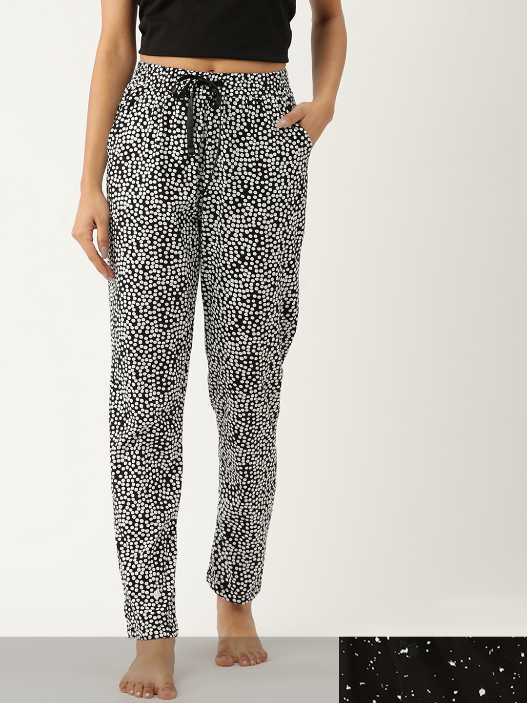 

ETC Women Pack of 2 Printed Cotton Lounge Pants, Black