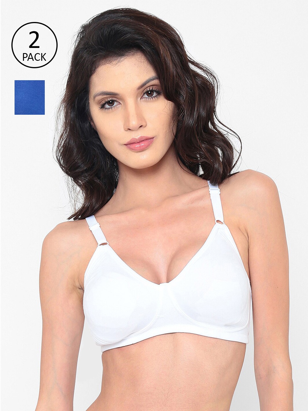 

laavian White & Blue Pack of 2 T-Shirt Bra