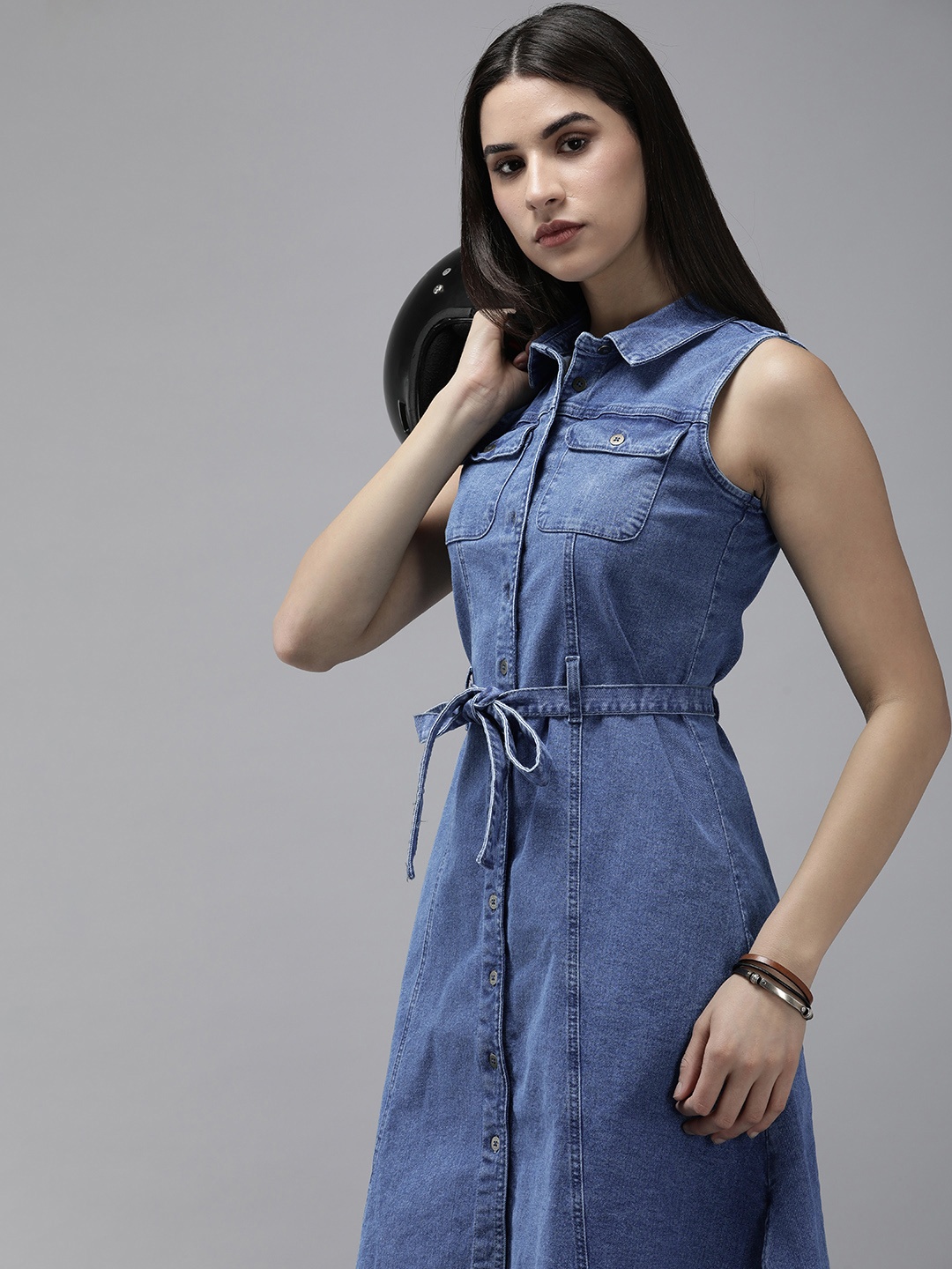 

The Roadster Lifestyle Co. Denim Fit & Flared Dress, Blue