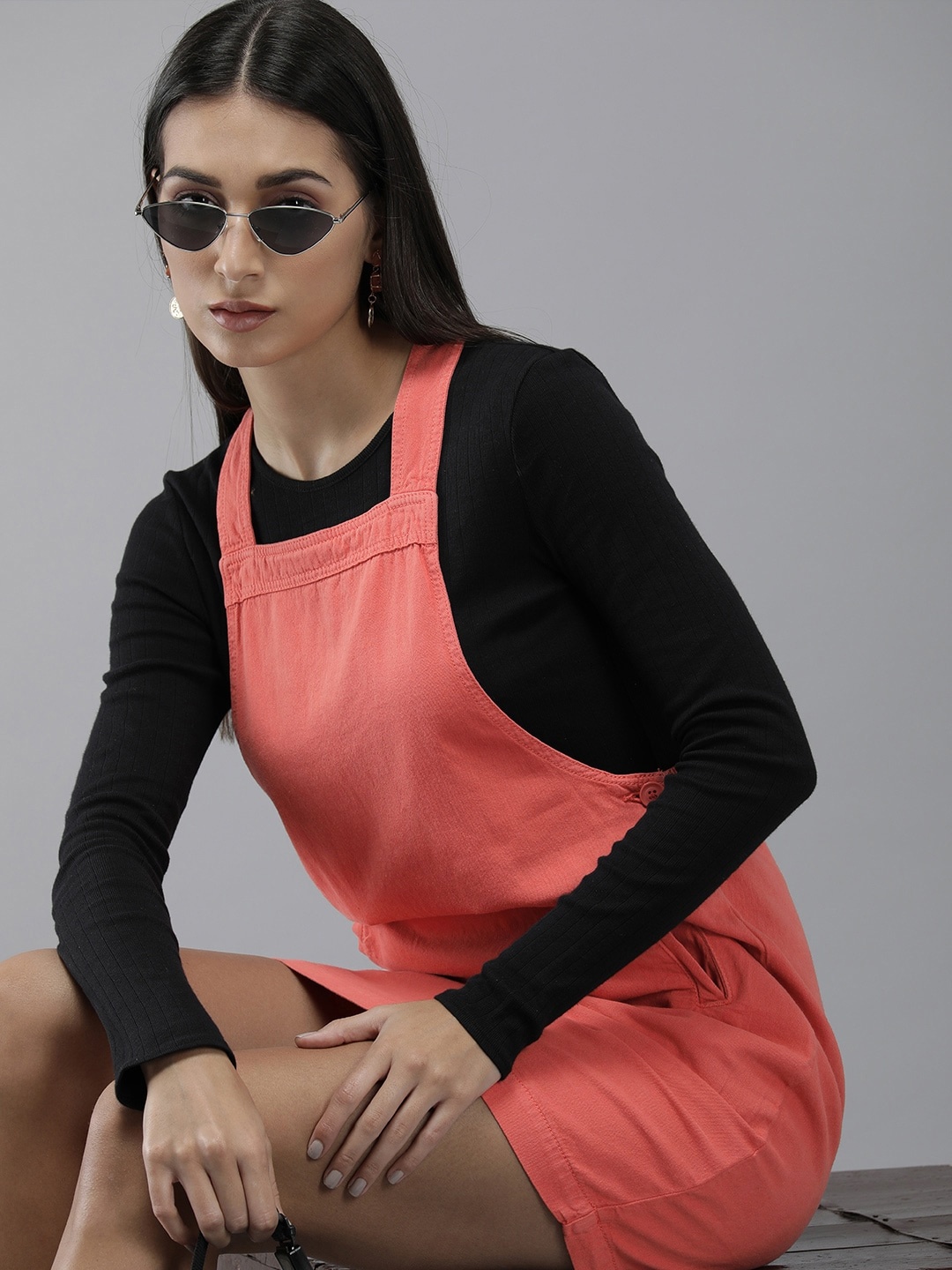 

The Roadster Life Co. Women Orange A-Line Pure Cotton Solid Dress