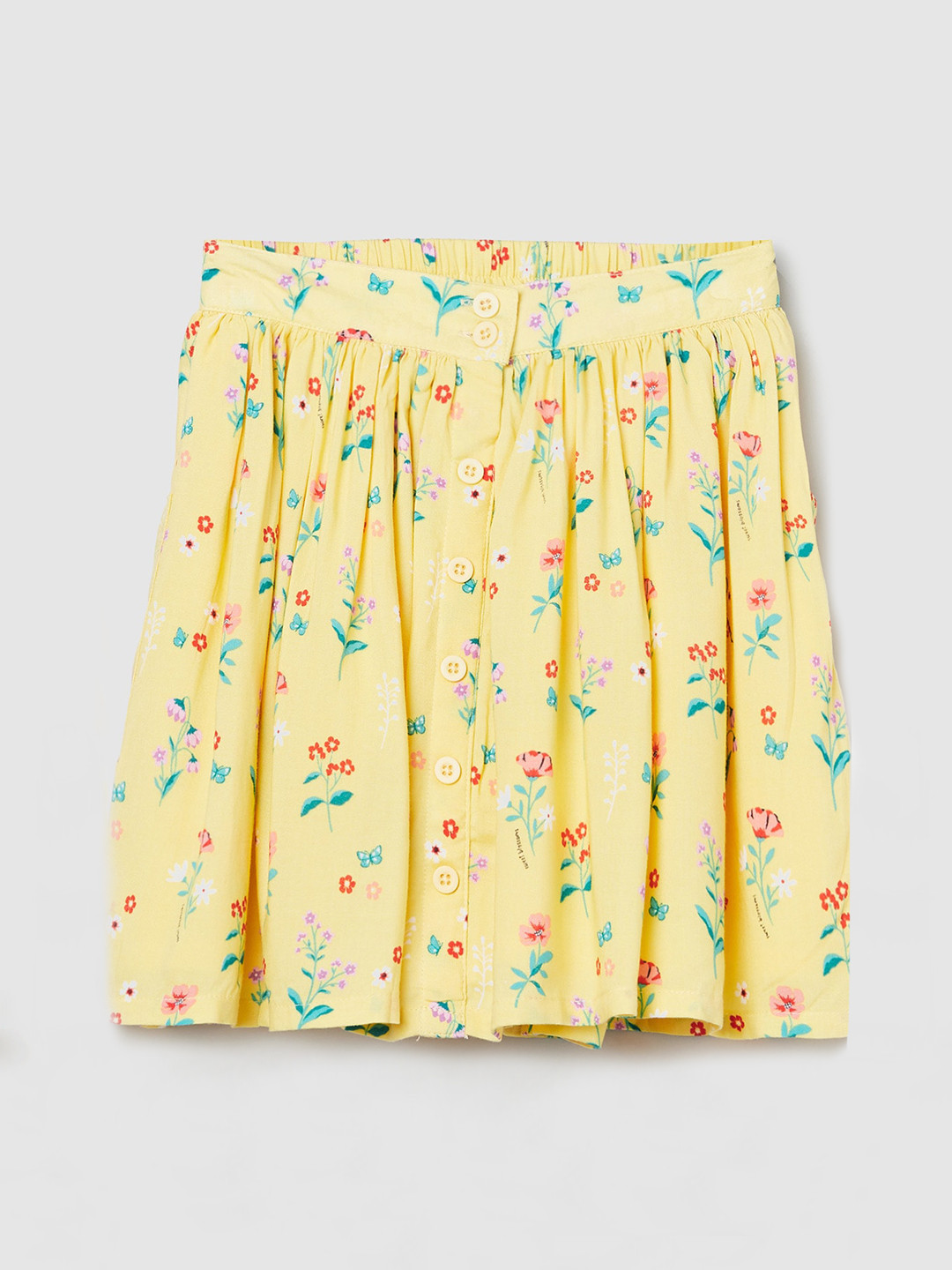 

max Infant Girls Yellow Printed Flared Mini Flared Skirt