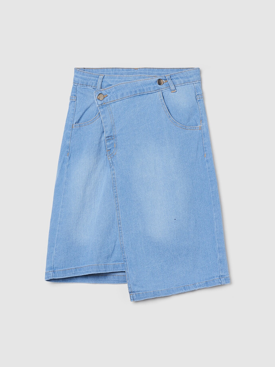 

max Girls Blue Solid Midi Wrap Skirt