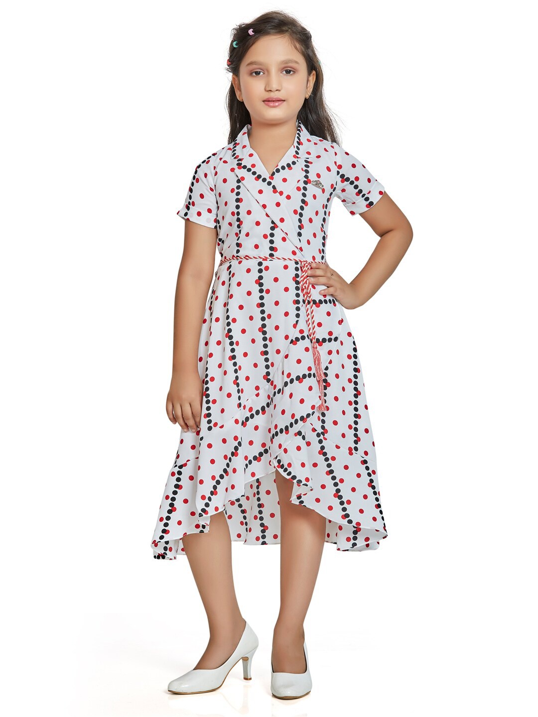 

Peppermint Girls Red & White Polka Dot Printed Shirt Midi Dress