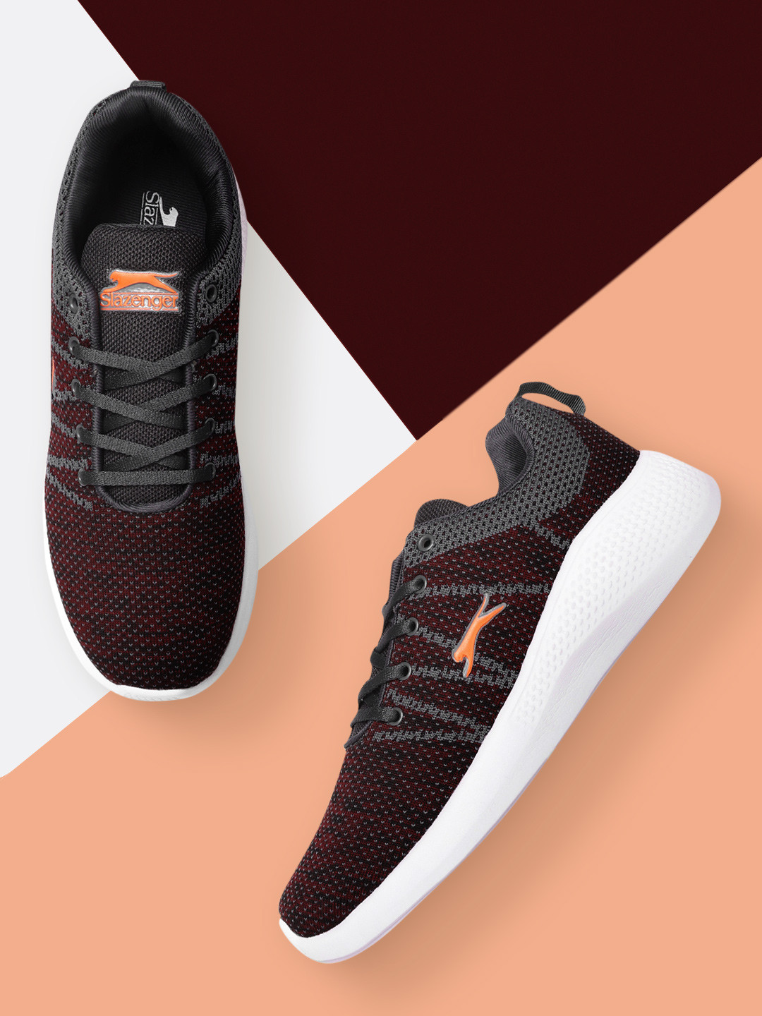 

Slazenger Men Maroon & Black Woven Design Running Shoes