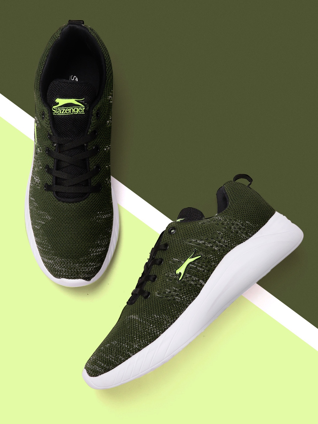 

Slazenger Men Olive Green Woven Design Running Shoes