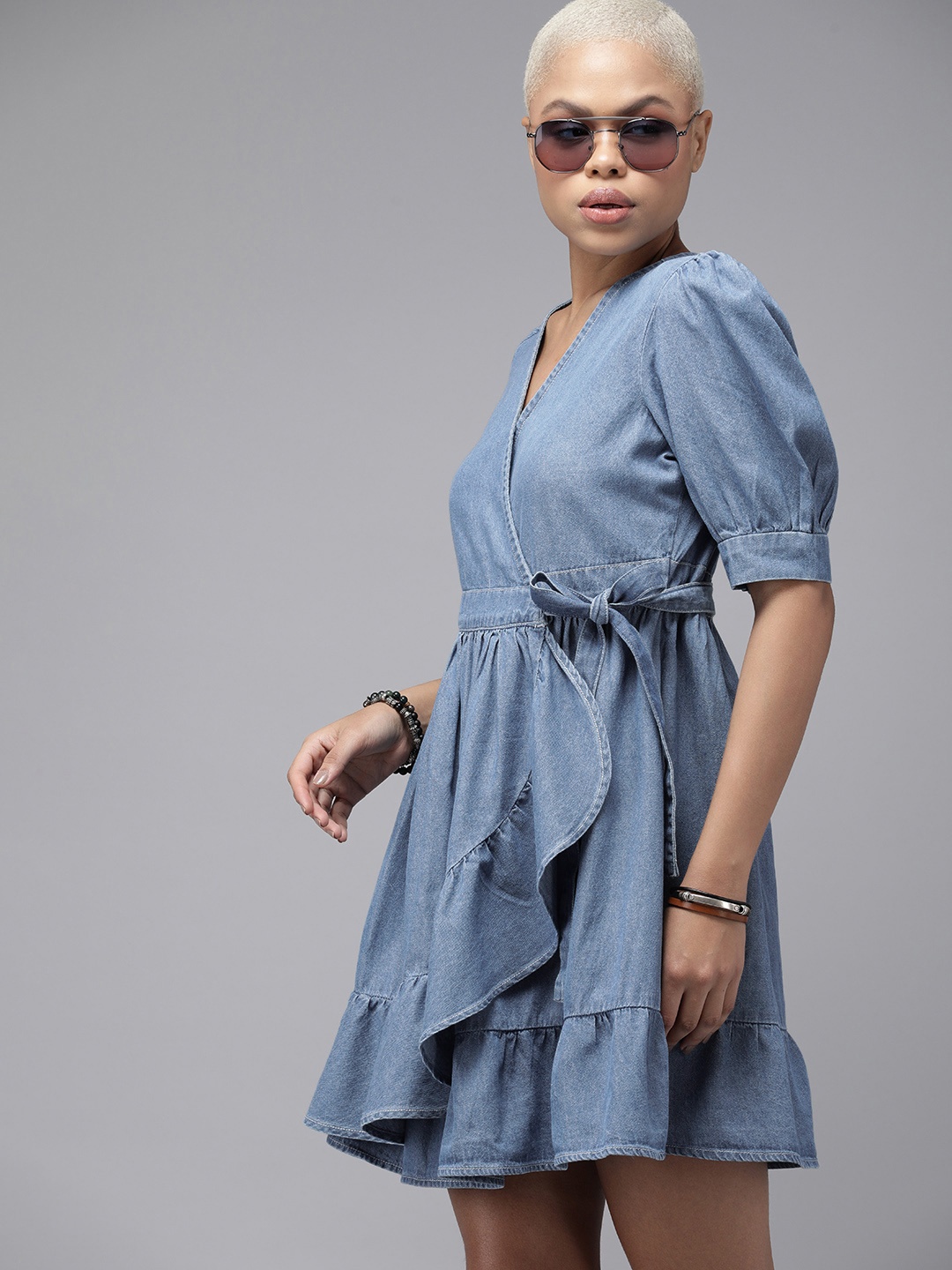 

The Roadster Lifestyle Co. Pure Cotton Wrap Dress, Blue