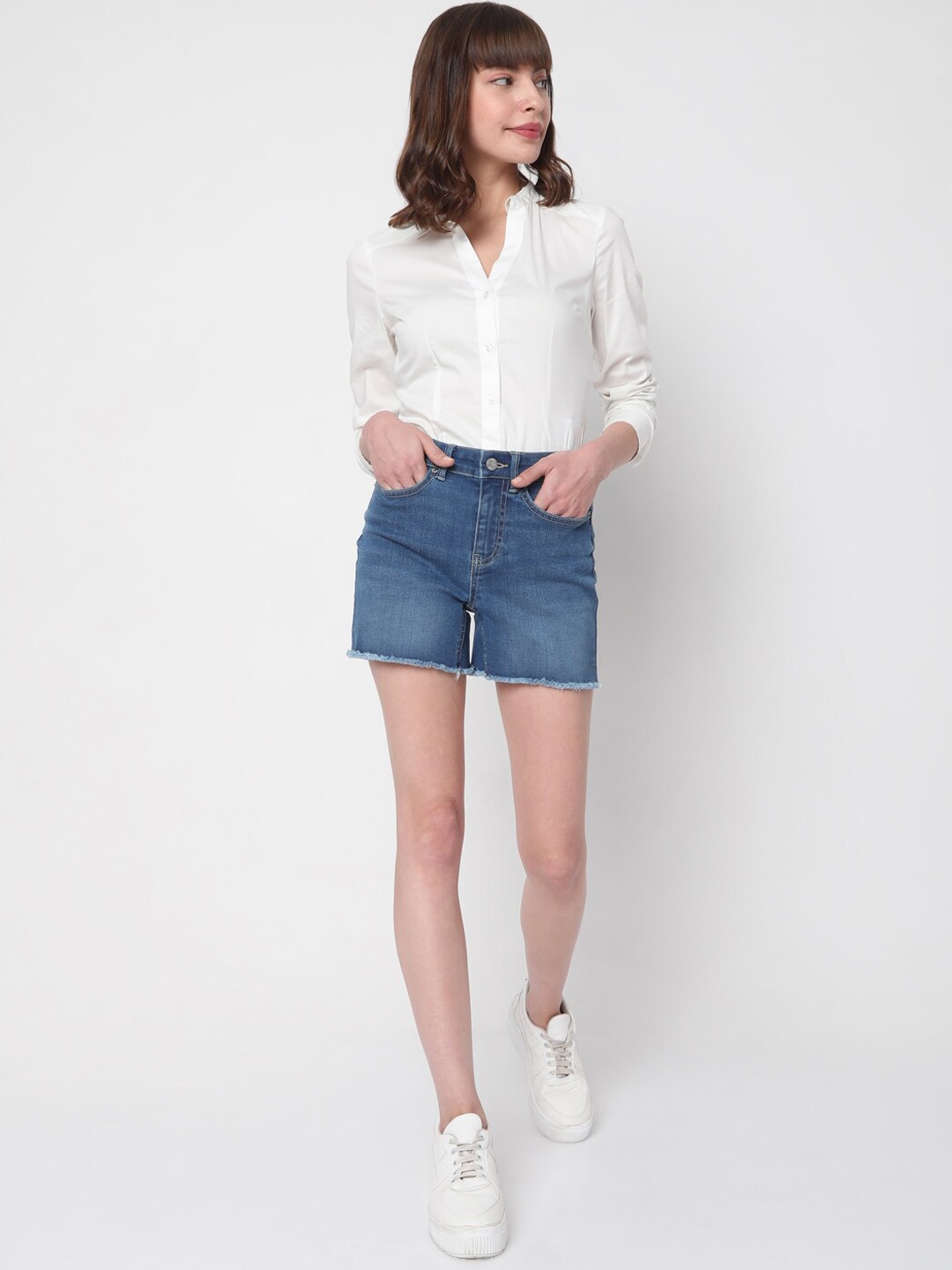 

Vero Moda Women Blue Denim Shorts