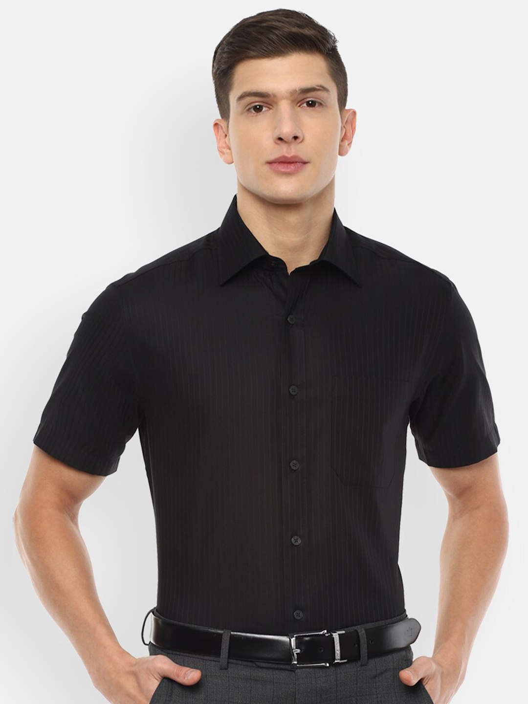 

Louis Philippe Men Black Multi Stripes Striped Cotton Formal Shirt
