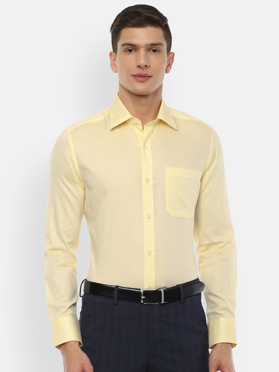 

Louis Philippe Men Yellow Pure Cotton Formal Shirt