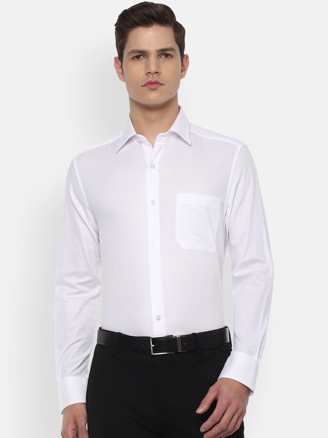 

Louis Philippe Men White Textured Formal Shirt
