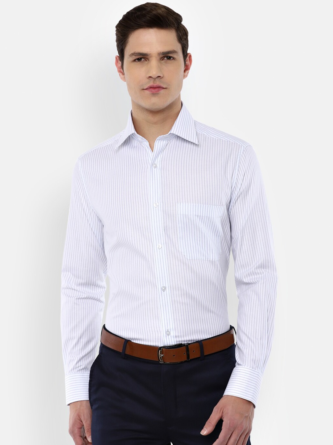 

Louis Philippe Men White Striped Formal Shirt