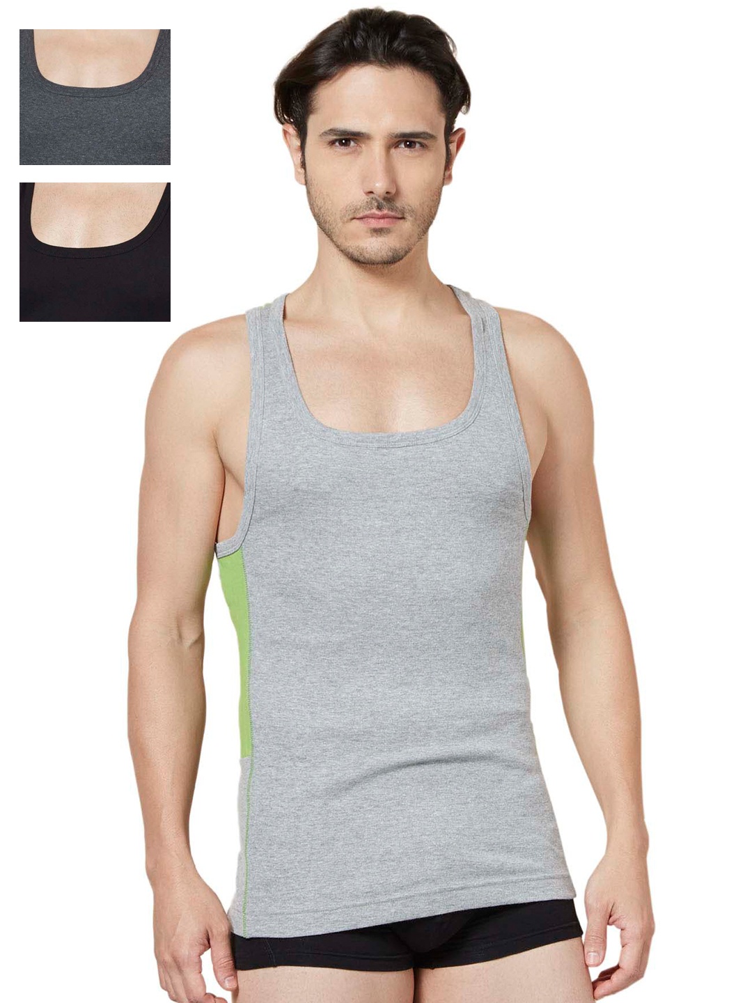 

Tuna London Pack of 3 Innerwear Vests MILA01, Grey