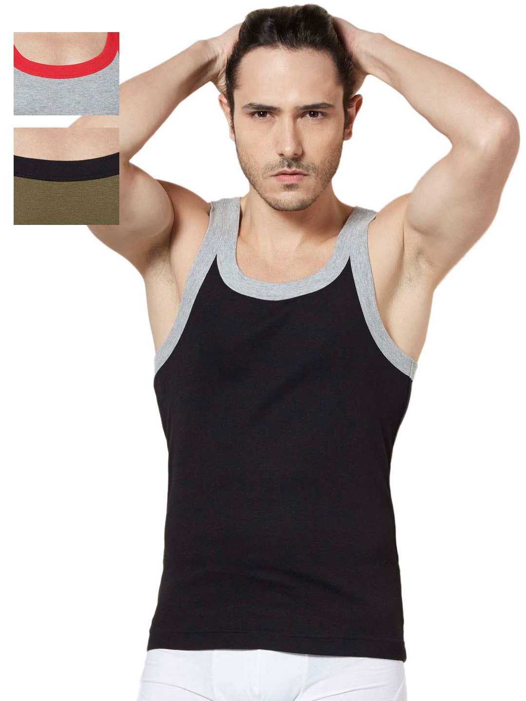 

Tuna London Pack of 3 Innerwear Vests MIMA01, Grey