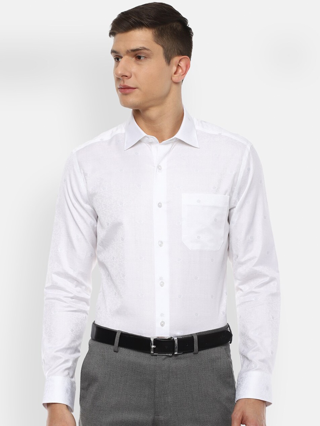 

Louis Philippe Men White Textured Formal Shirt