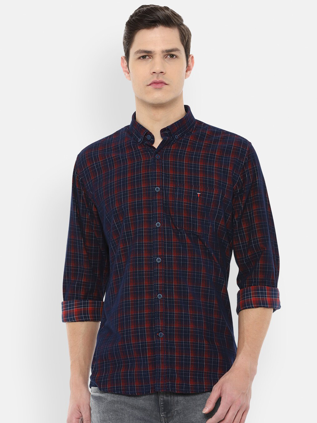 

Louis Philippe Sport Men Navy Blue Slim Fit Checked Casual Shirt