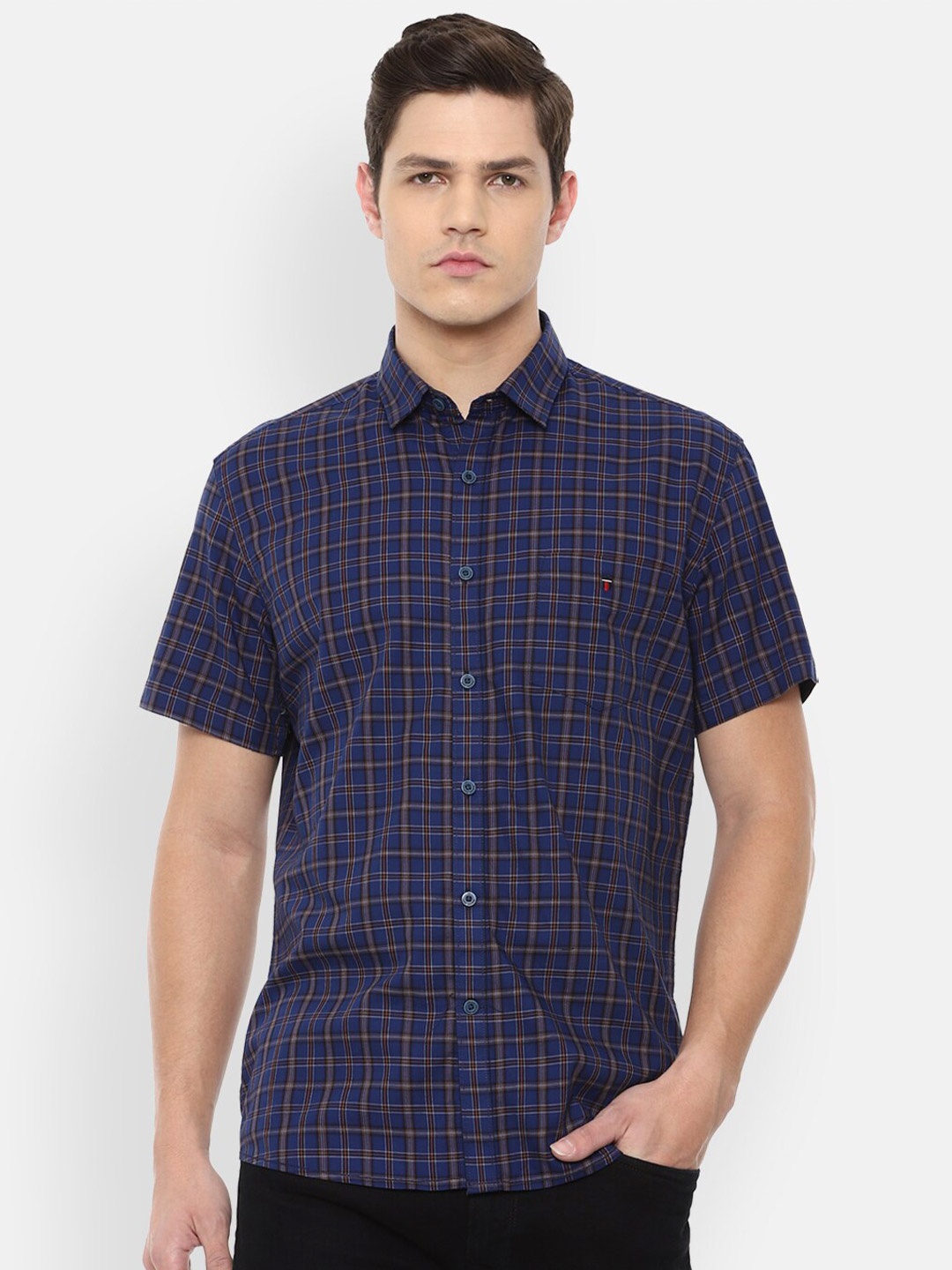 

Louis Philippe Sport Men Navy Blue Slim Fit Checked Casual Shirt