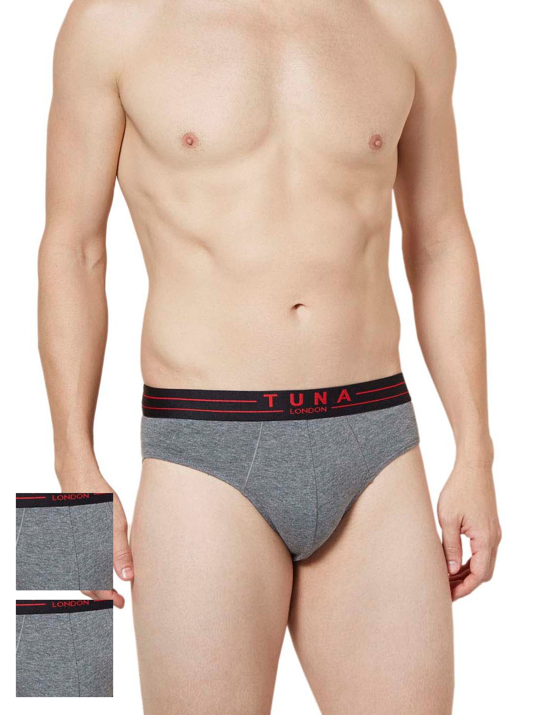 

Tuna London Men Pack of 2 Grey Melange Briefs BTM44MEL_XL