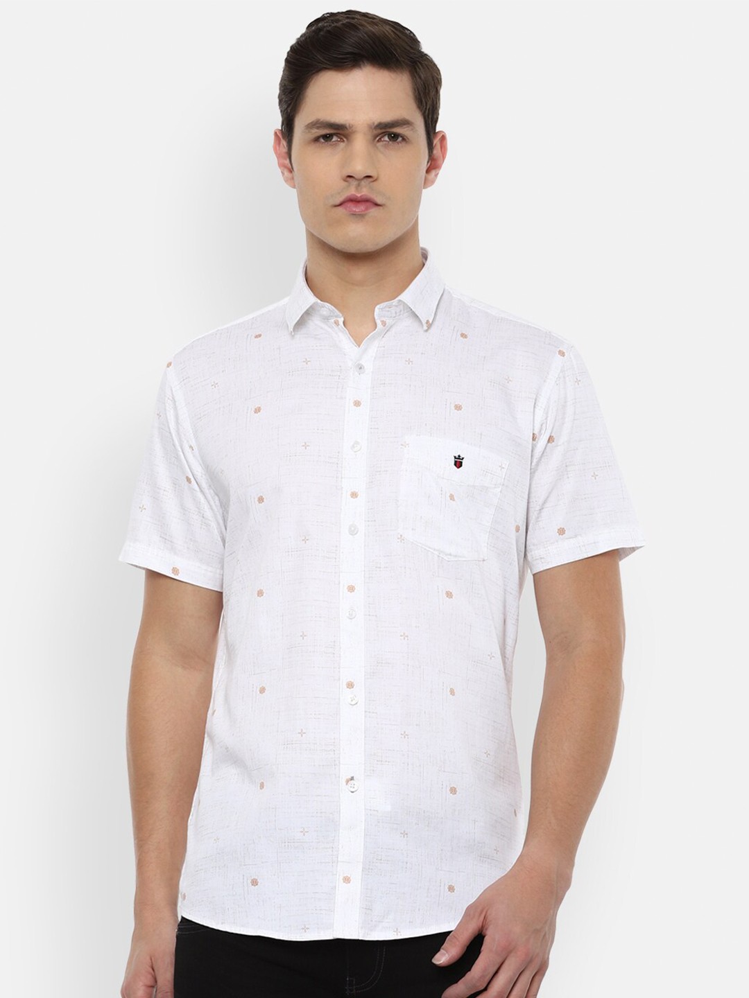 

Louis Philippe Sport Men White Slim Fit Printed Pure Cotton Casual Shirt