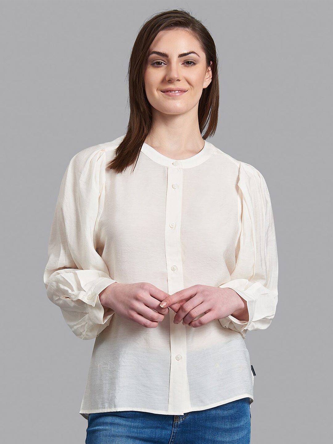 

Beverly Hills Polo Club Women Off White Regular Fit Casual Shirt