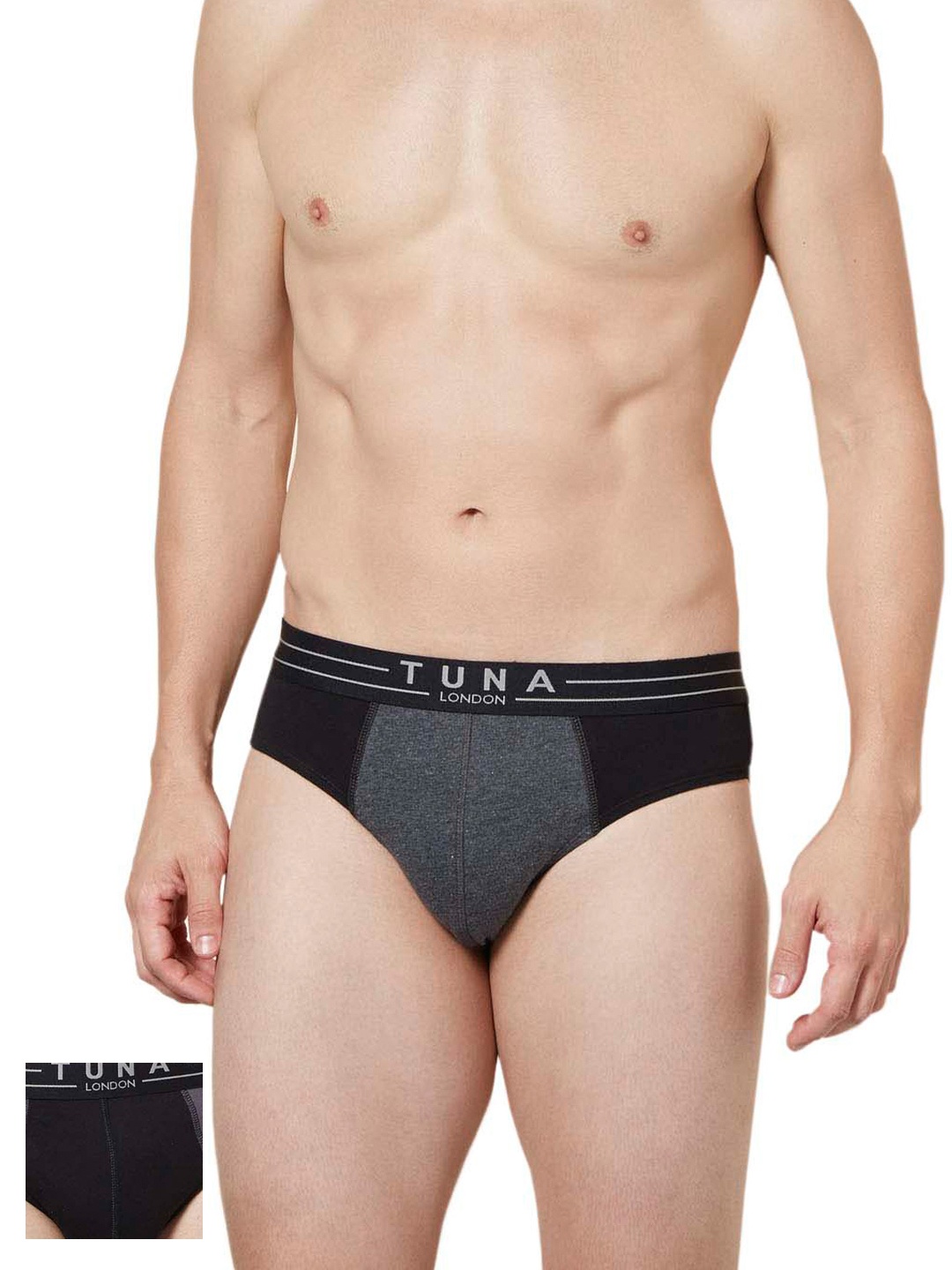 

Tuna London Men Pack of 2 Briefs BTM55BLGRM, Black