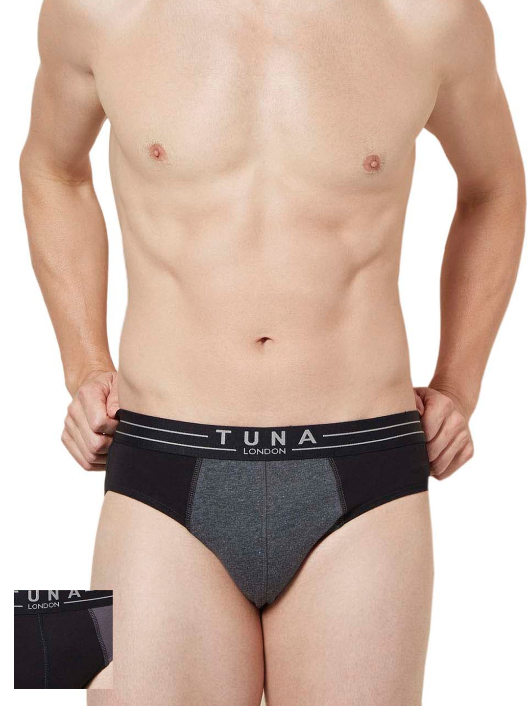 

Tuna London Men Pack of 2 Briefs BTM55BLGRY, Black