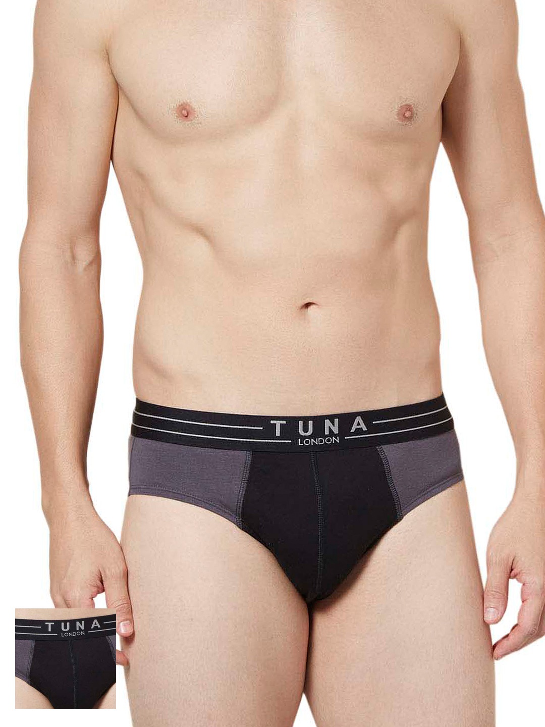 

Tuna London Men Grey Pack of 2 Briefs BTM55