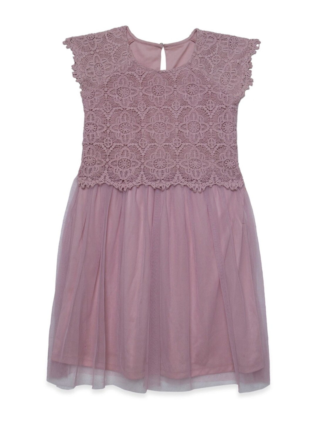 

Hoop Hippo Peach-Coloured Organic Cotton Lace Dress