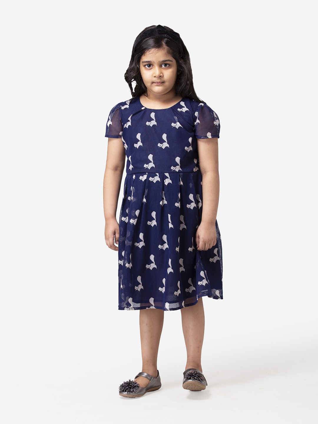 

Hoop Hippo Girls Blue & White Printed Organic Cotton Dress