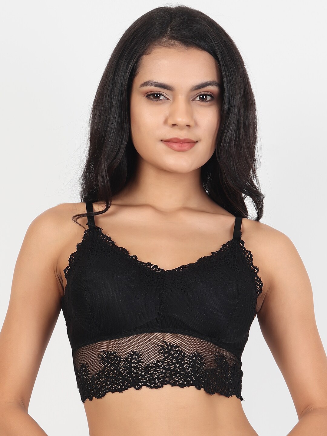 

Lebami Black Floral Cotton Bralette Bra