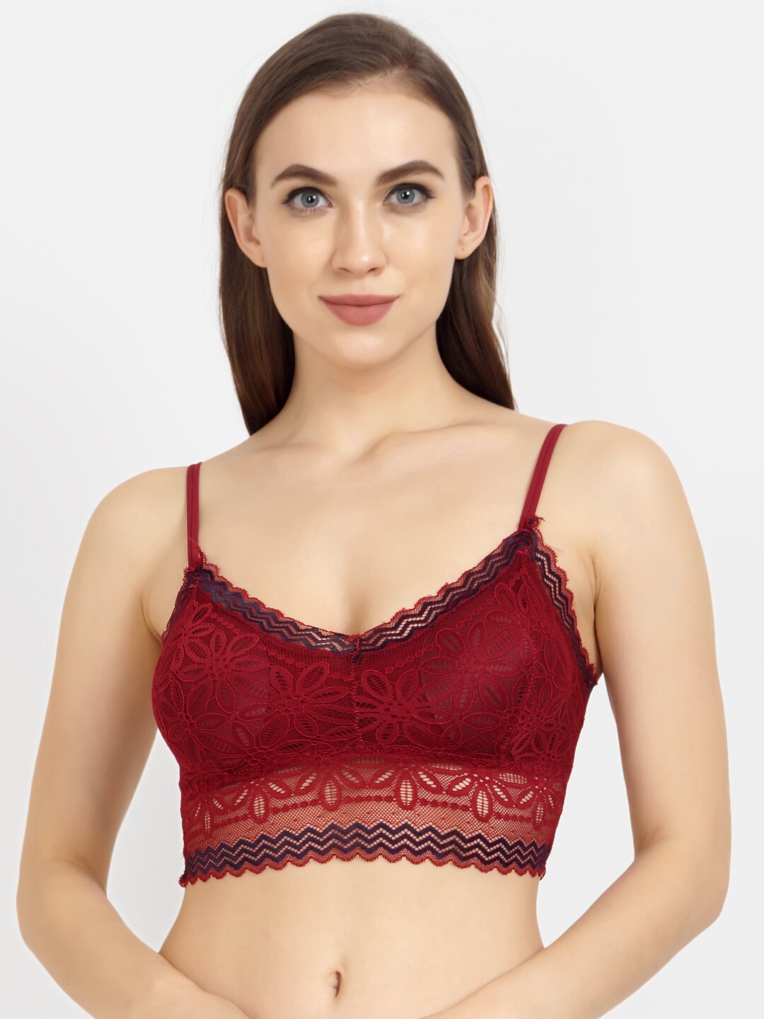 

Lebami Maroon Floral Bralette Bra 622_Wine_30C