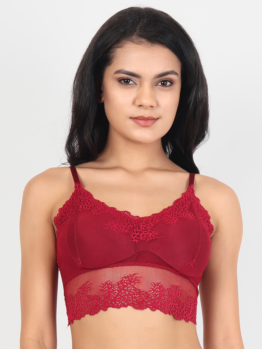 

Lebami Maroon Floral Bralette Bra
