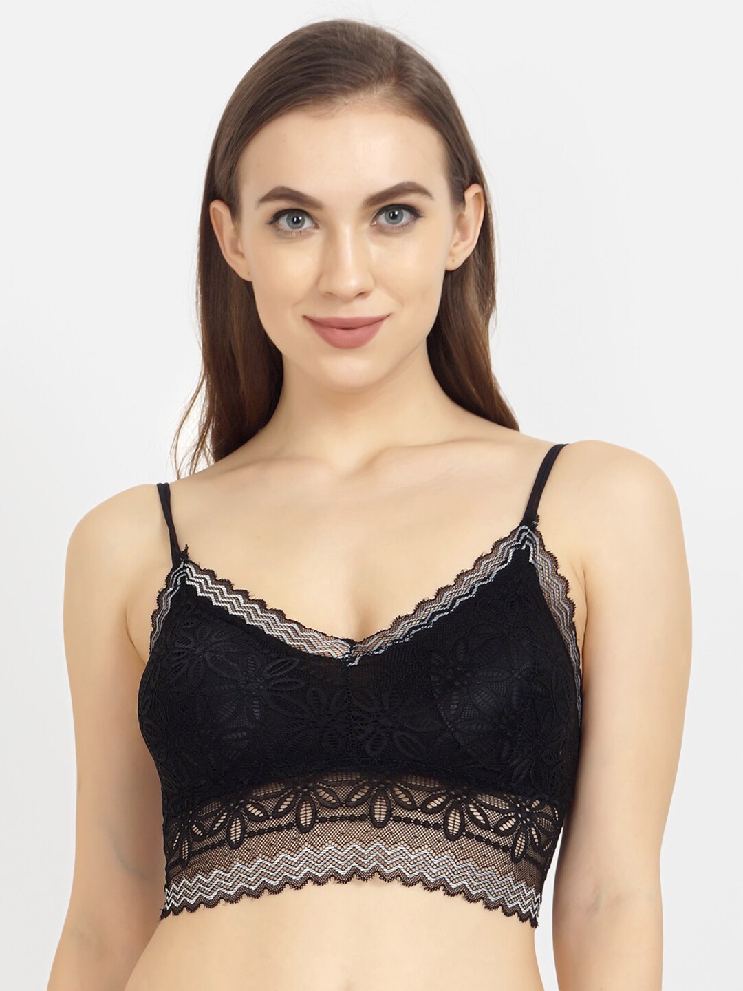 

Lebami Black Floral Bralette Bra 622_Black_30C