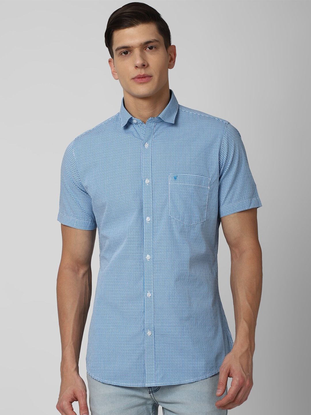 

Van Heusen Sport Men Blue Slim Fit Micro Checked Cotton Casual Shirt