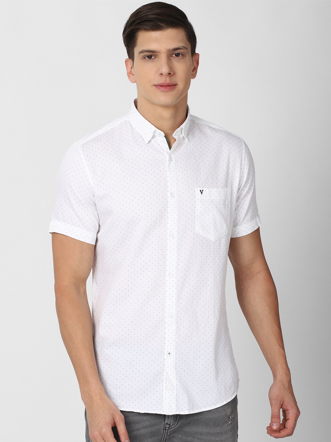 

Van Heusen Sport Men White Slim Fit Printed Cotton Casual Shirt